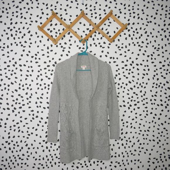Cat & Jack Gray Open Front Knit Girls Cardigan - Picture 1 of 6